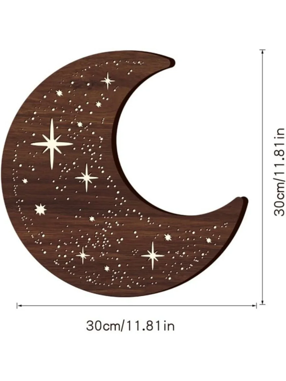 Wooden Moon Phase Wall Art Decor - LED Night Light Sculpture for Home Decor